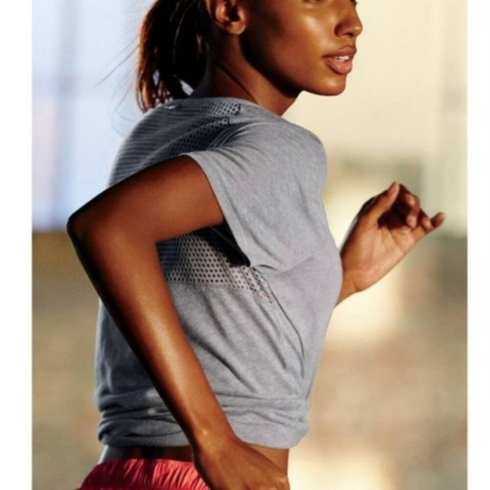 Victoria's Secret Sport | Short Sleeve Gray Mesh Tee Shirt | Size Extra Small